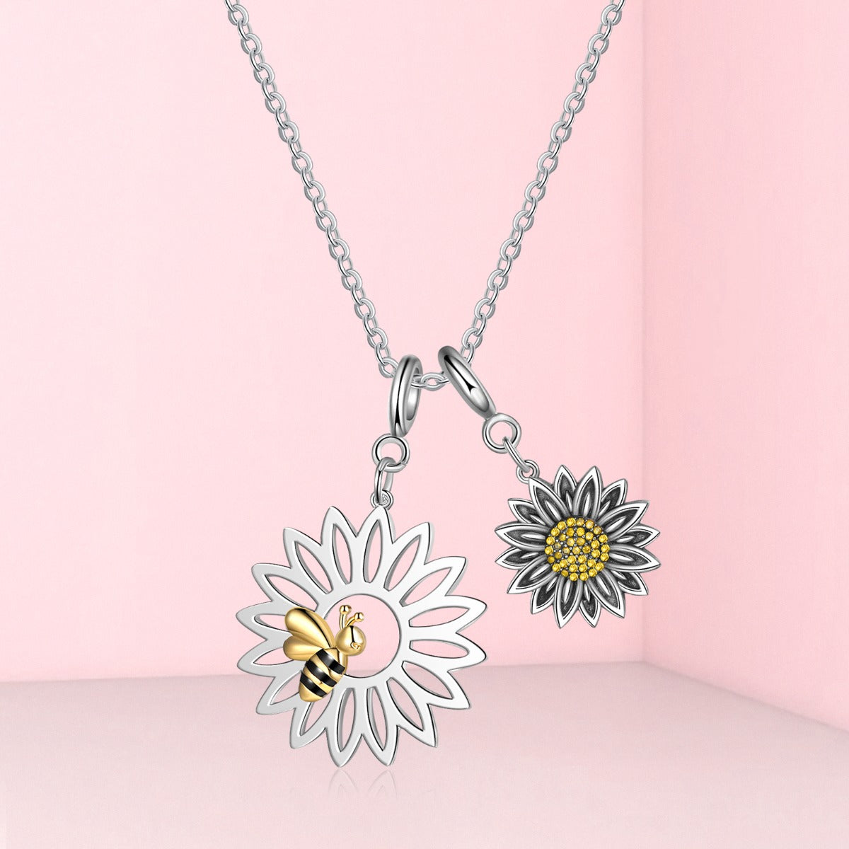 Sunflower and Bee Necklace