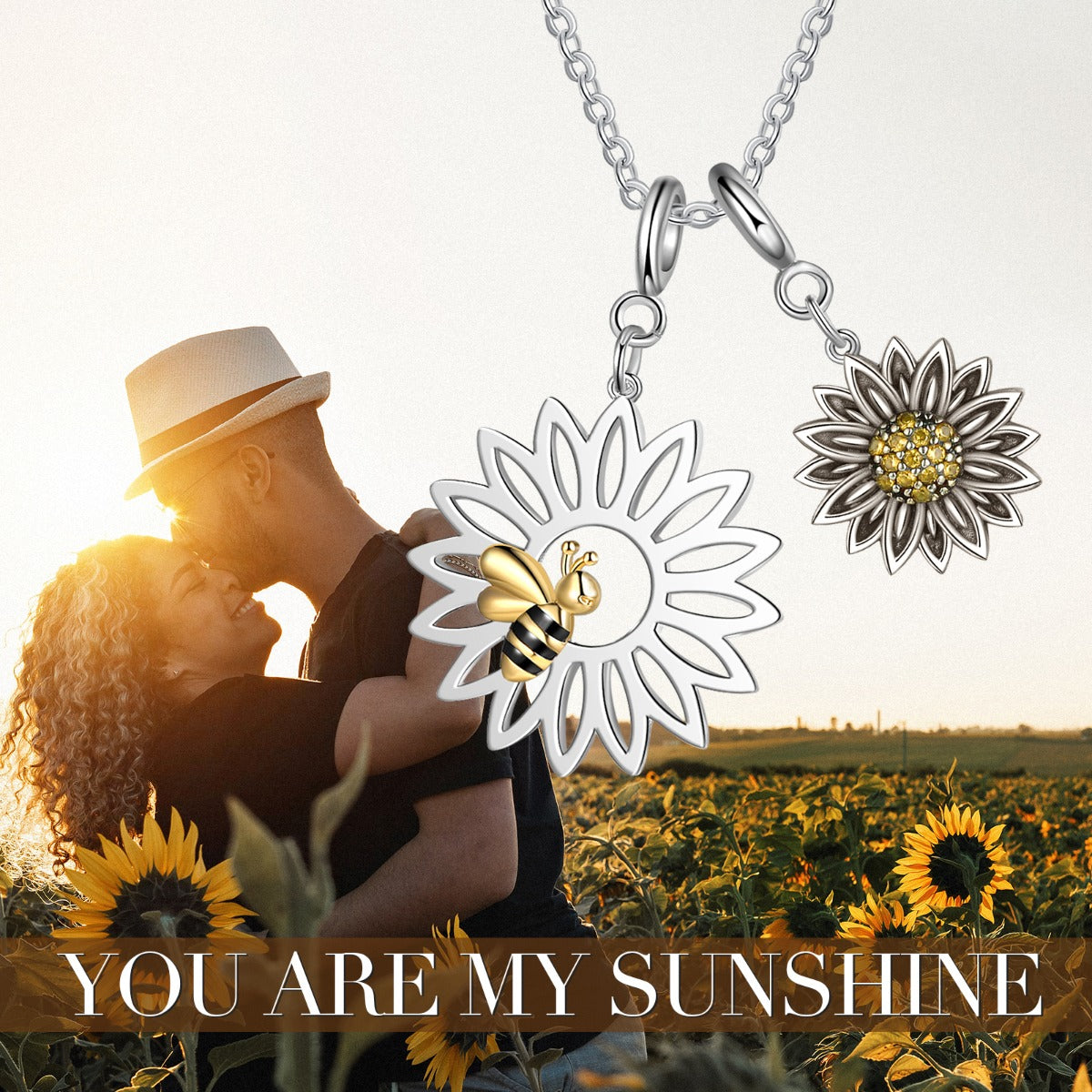 Sunflower and Bee Necklace