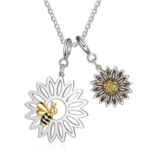Sunflower and Bee Necklace