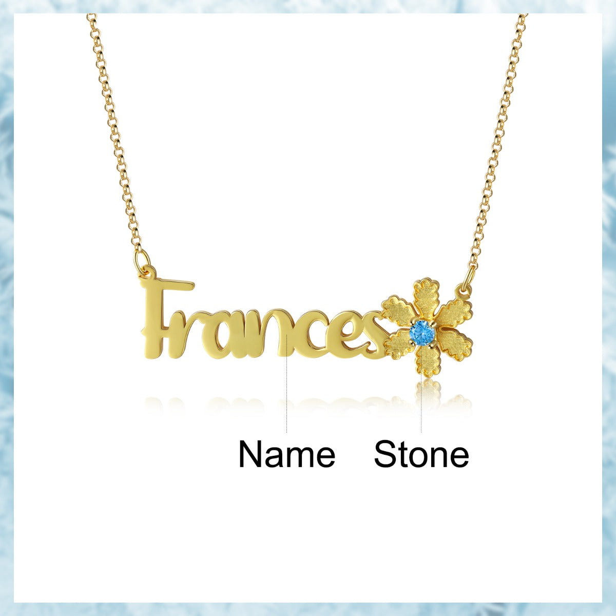 Personalized Christmas Flower Name Necklace