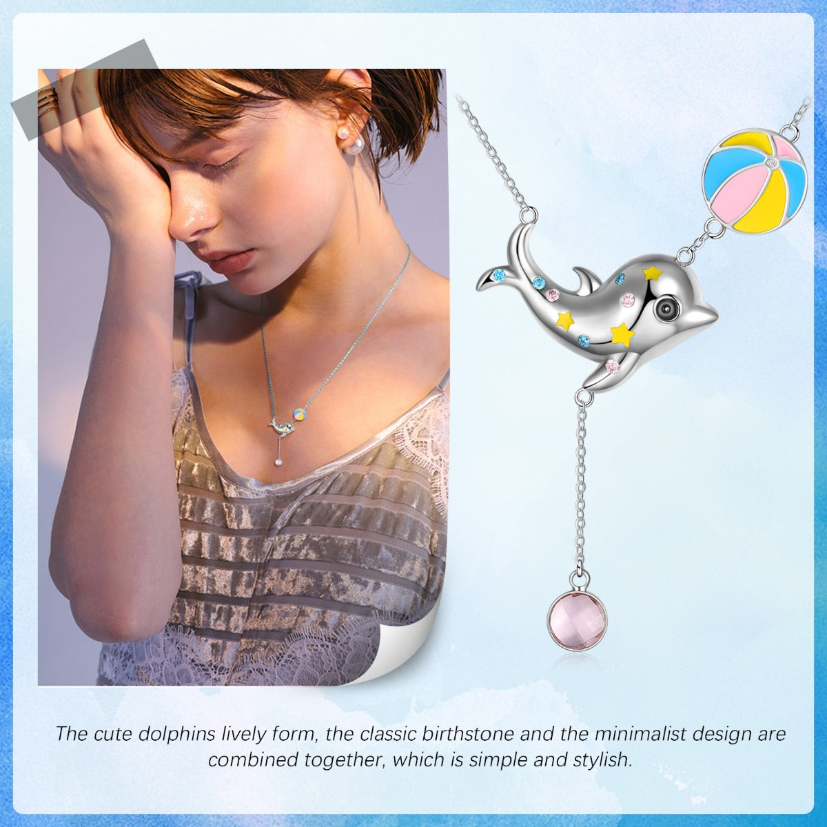 Rhodium Plated Dolphin Necklace - iYdr