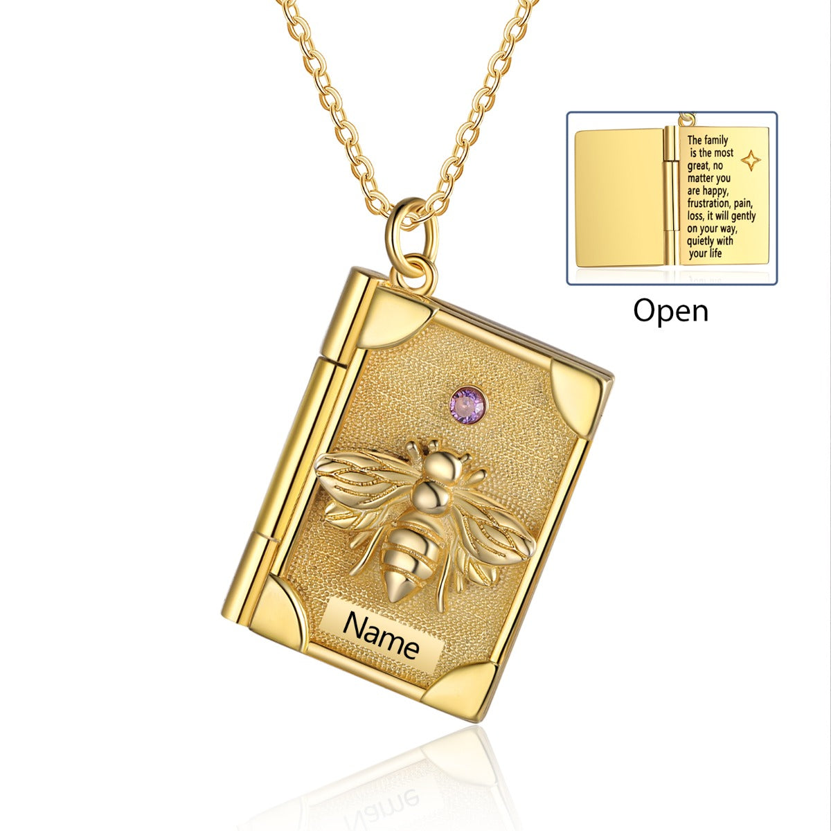 Personalized Bee Book Necklace - iYdr