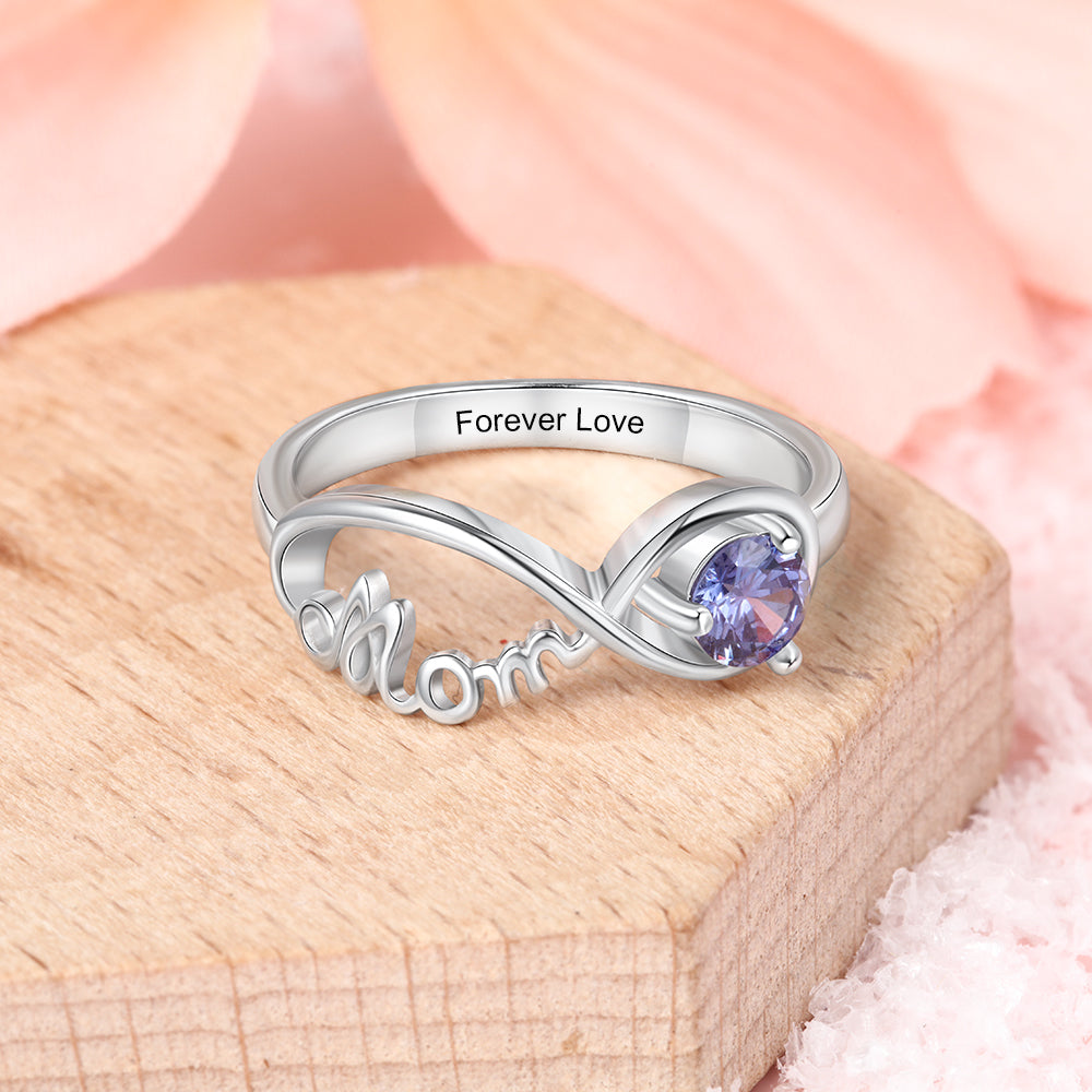 S925 MOM Rings with Birthstone