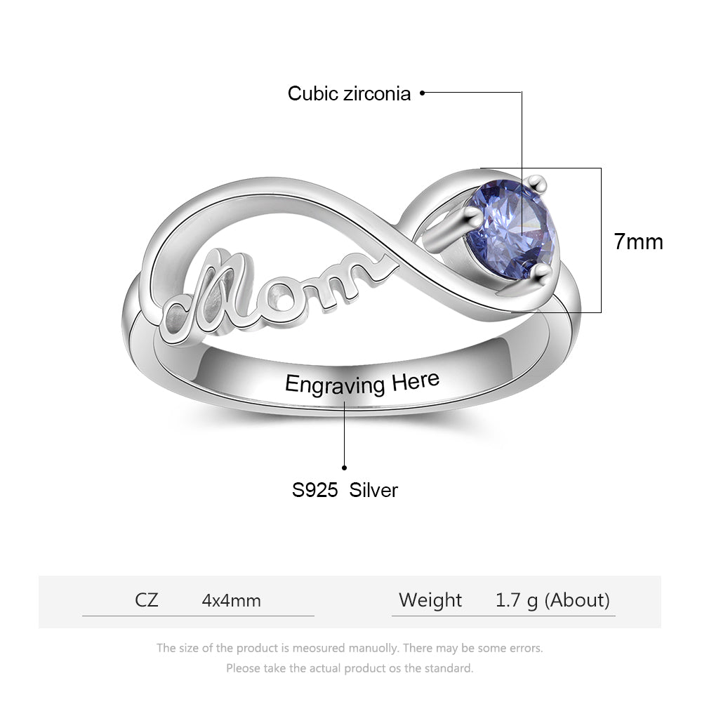 S925 MOM Rings with Birthstone