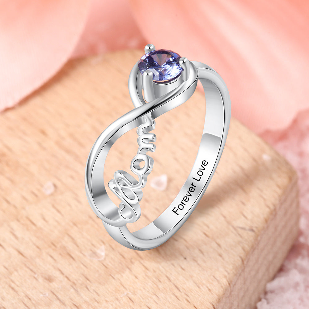 S925 MOM Rings with Birthstone