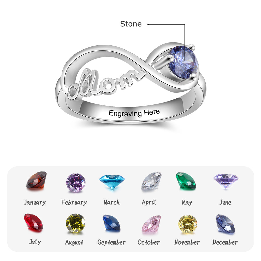 S925 MOM Rings with Birthstone