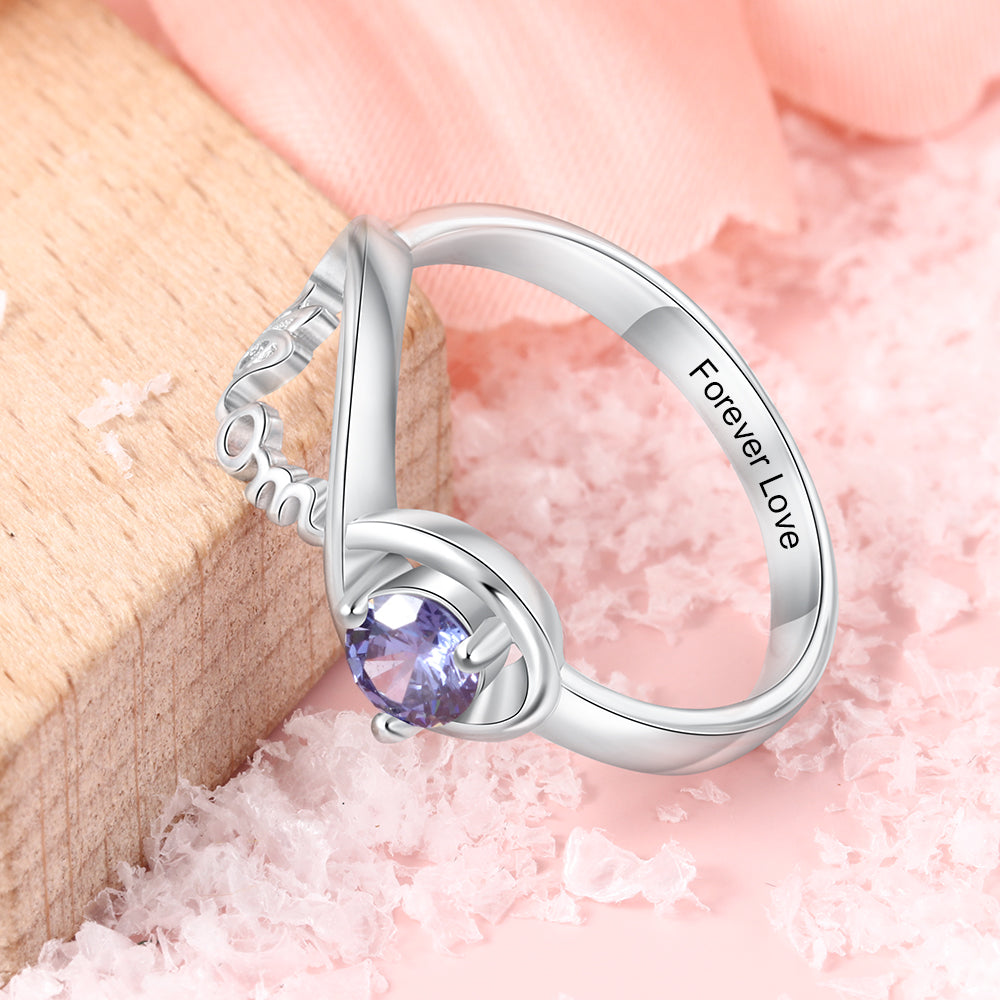 S925 MOM Rings with Birthstone