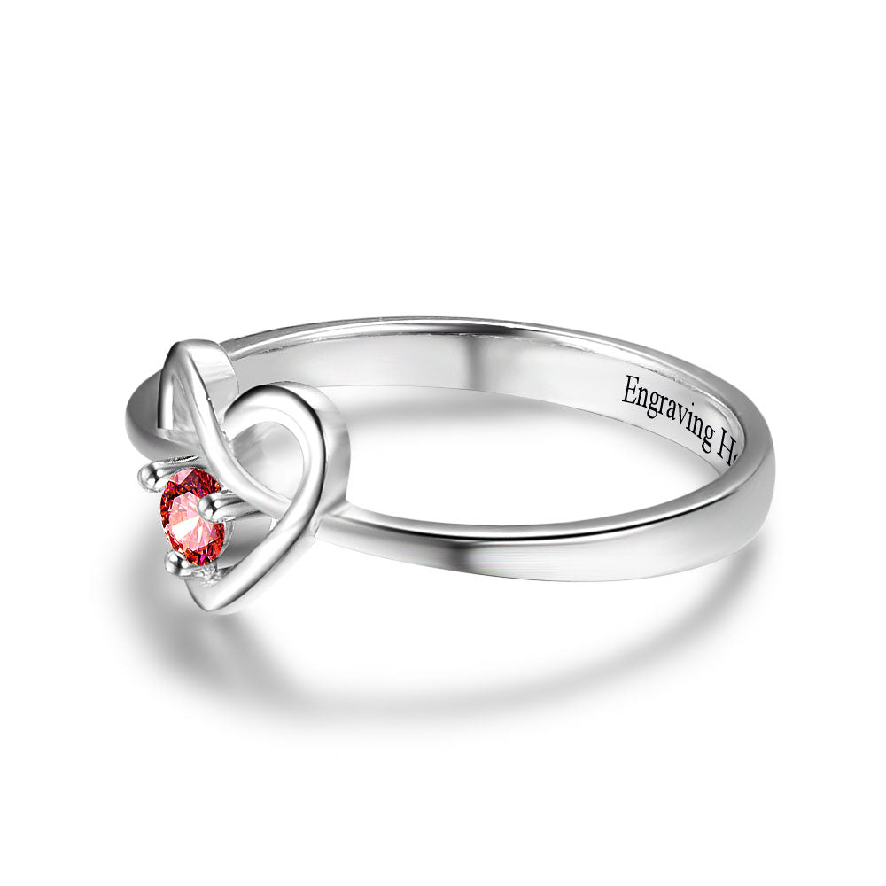 Birthstone & Engraved Sterling Silver Ring