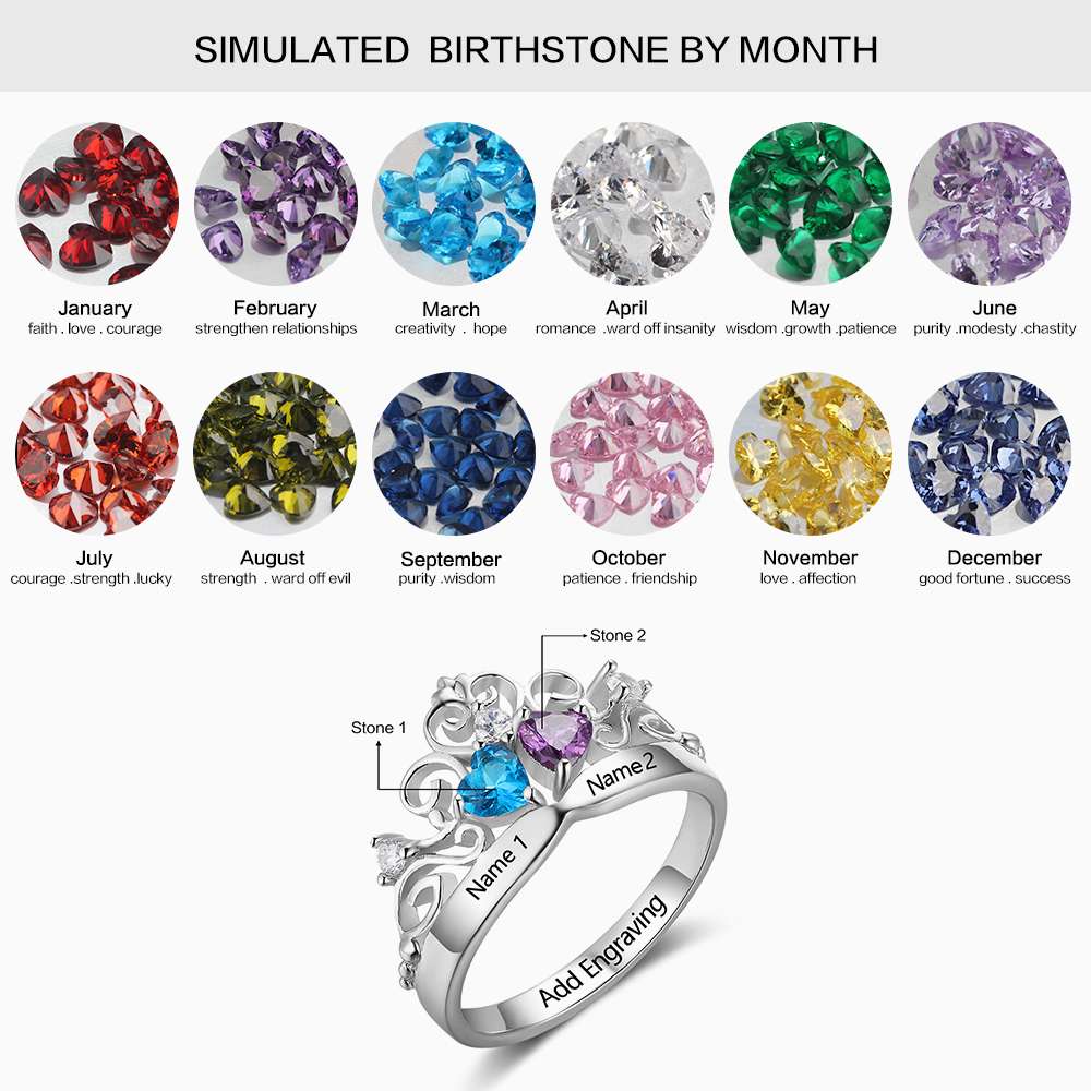 Birthstone & Engraved Sterling Silver Ring