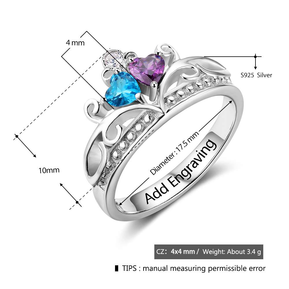 Birthstone & Engraved Sterling Silver Ring