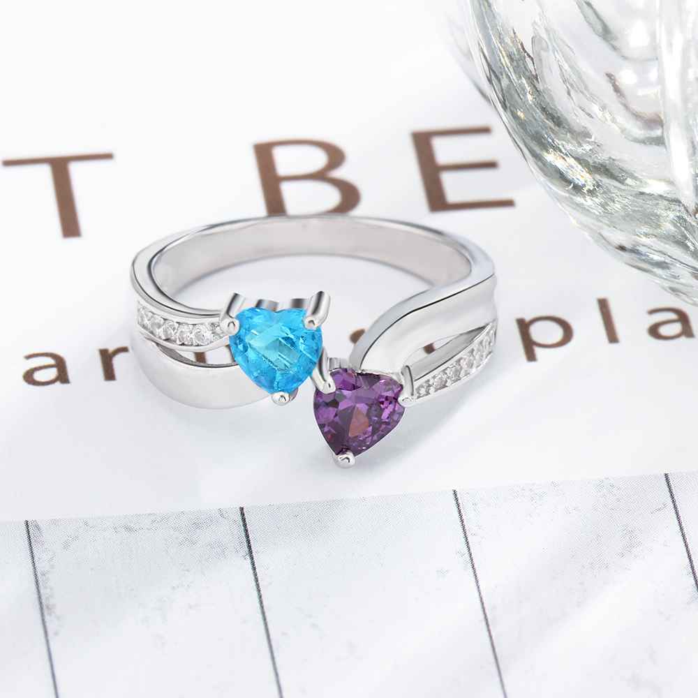 Birthstone & Engraved Sterling Silver Ring