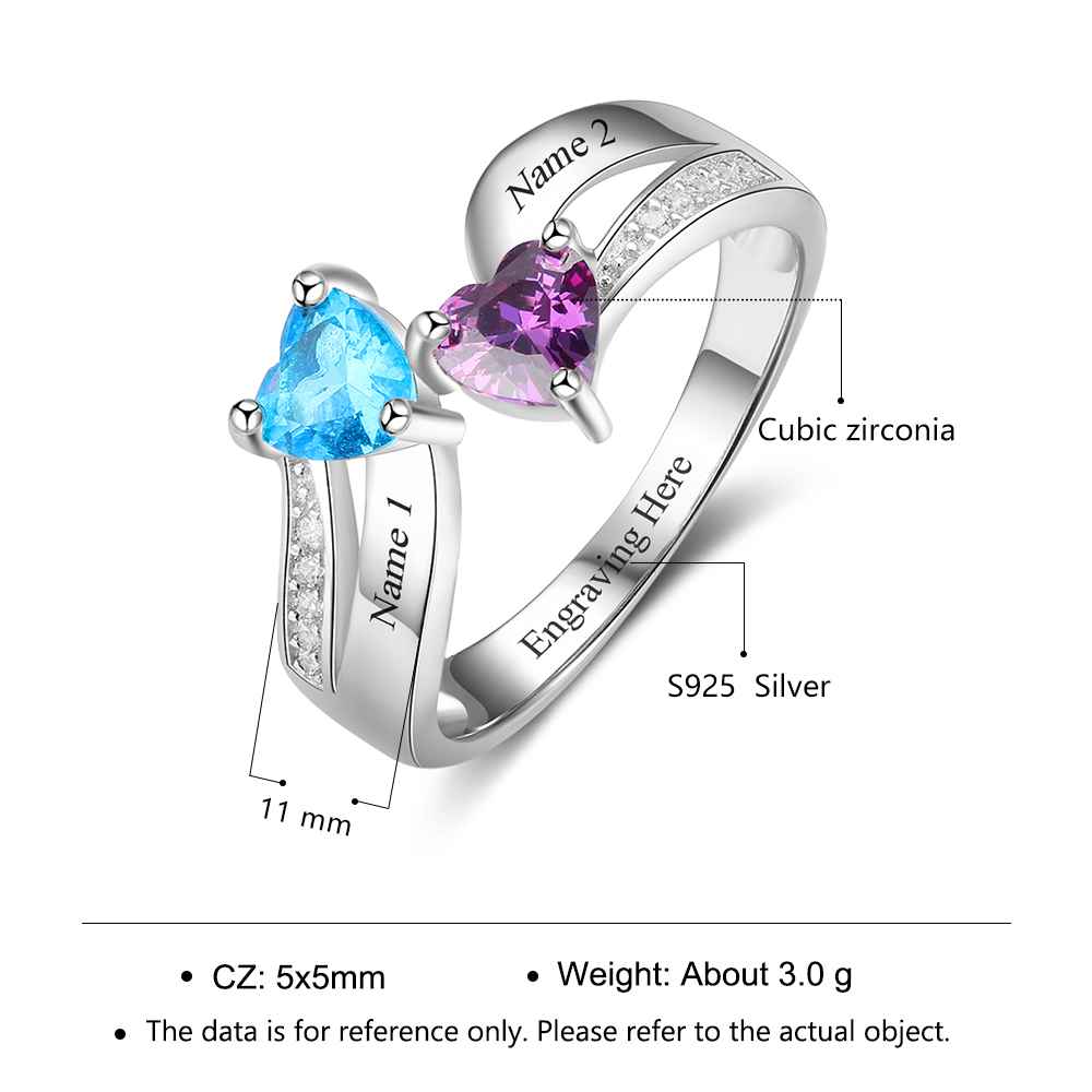 Birthstone & Engraved Sterling Silver Ring