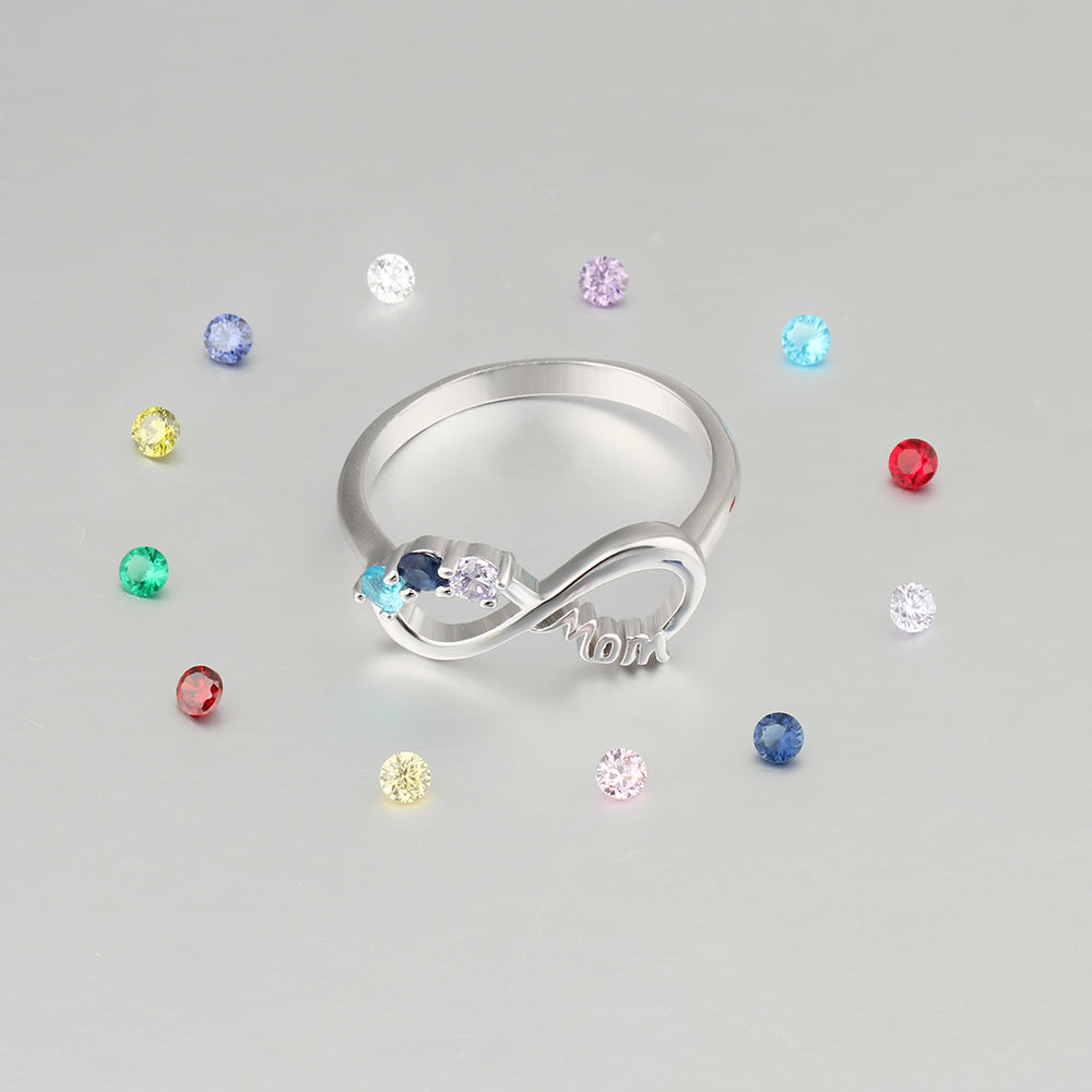 MOM+3 Birthstone MOM Rings