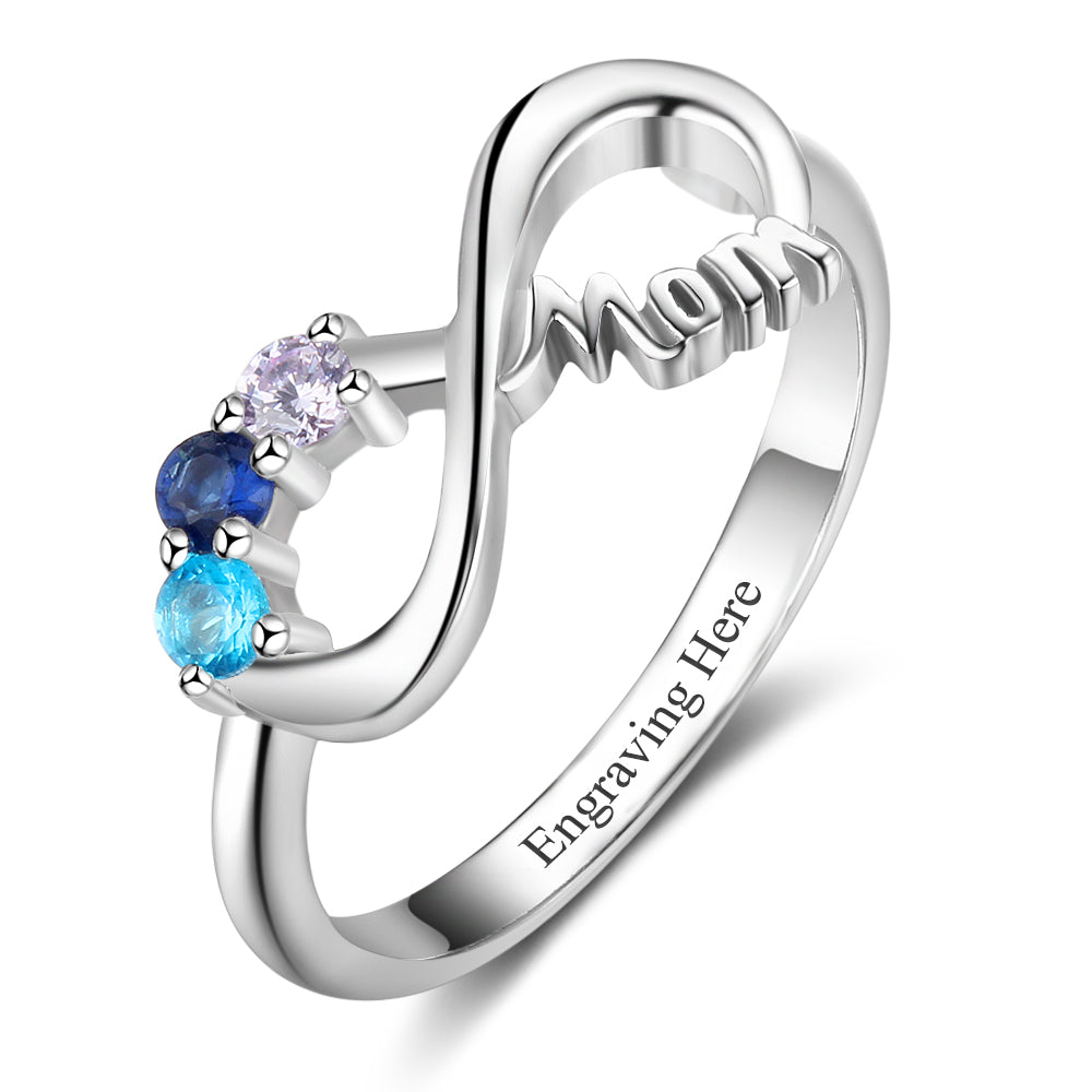 MOM+3 Birthstone MOM Rings