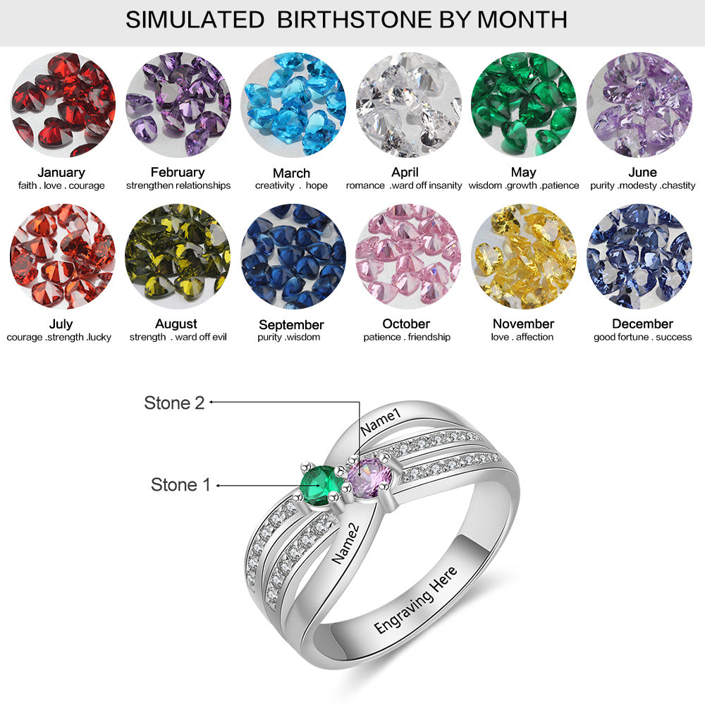 S925 Birthstone Wedding Rings