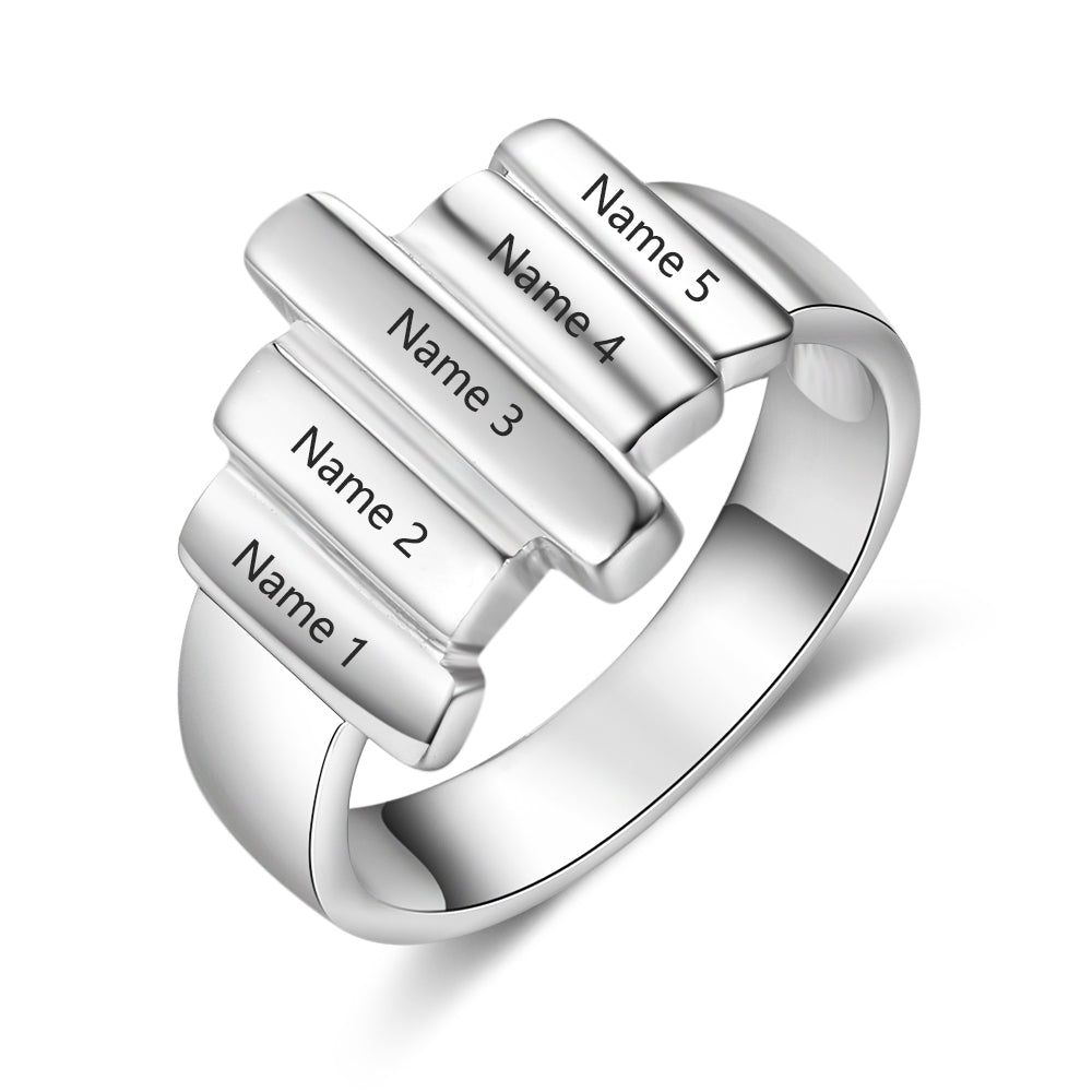 Birthstone & Engraved Sterling Silver Ring