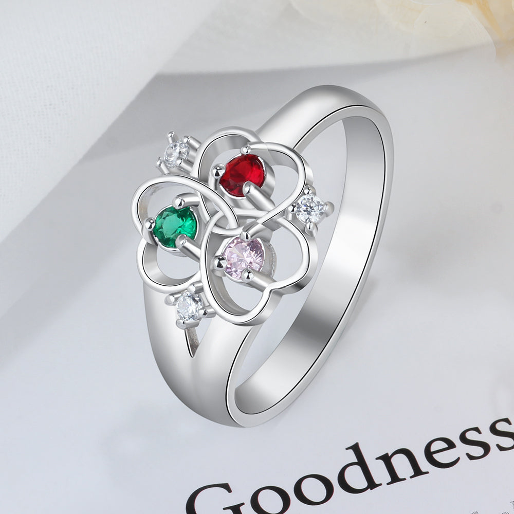 Birthstone & Engraved Sterling Silver Ring