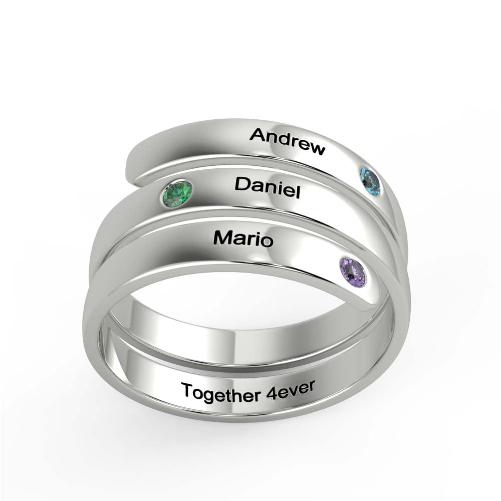 Jewelry Birthstone & Engraved Stainless Steel Ring