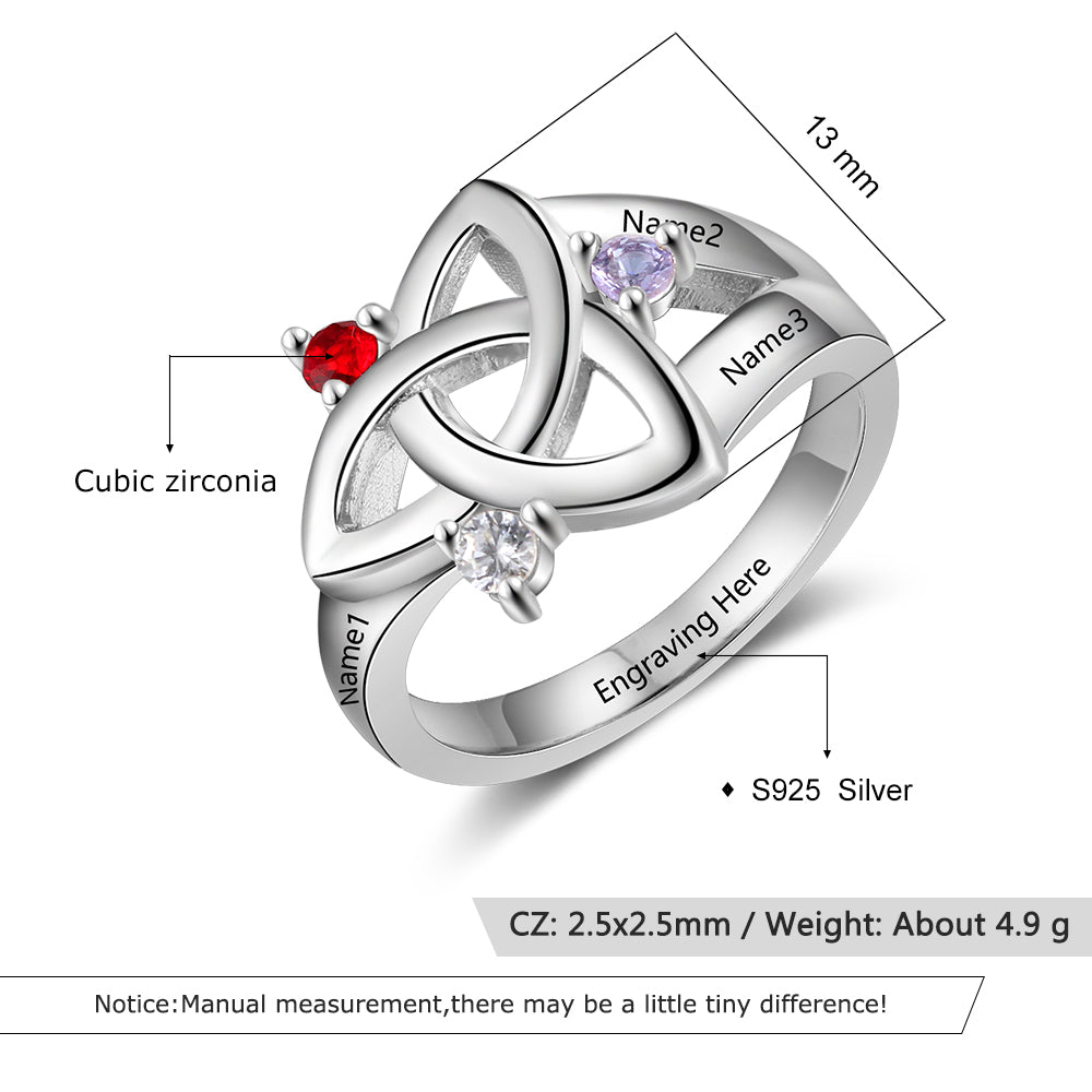 Birthstone & Engraved Sterling Silver Ring