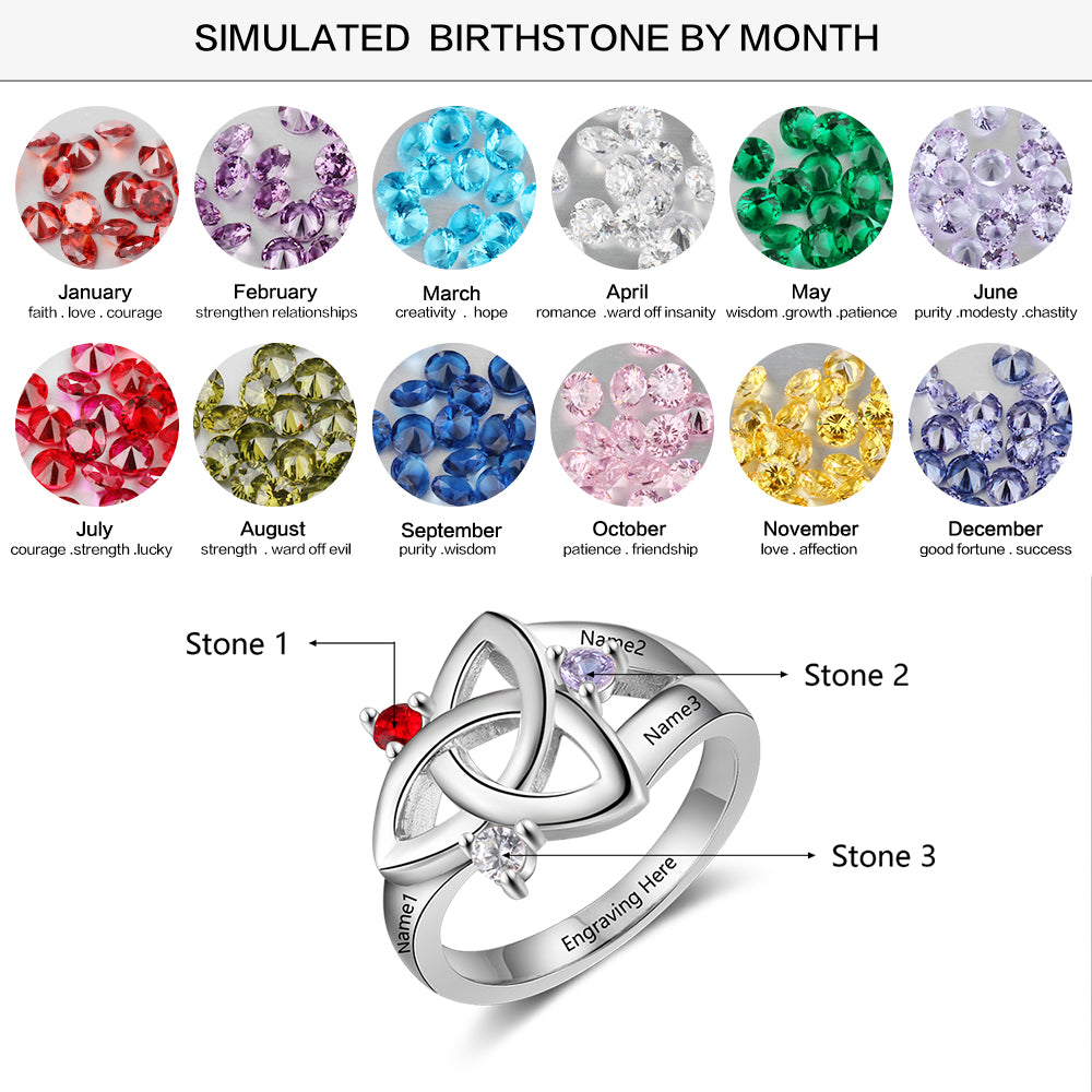 Birthstone & Engraved Sterling Silver Ring