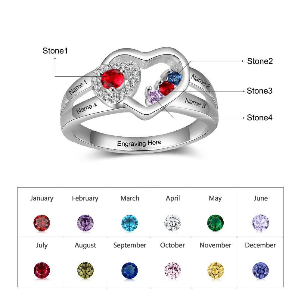 Double Heart Shape Ring with CZ
