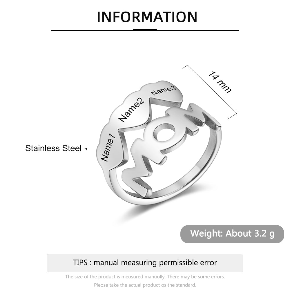Personalized Stainless Steel Mom Opening Ring