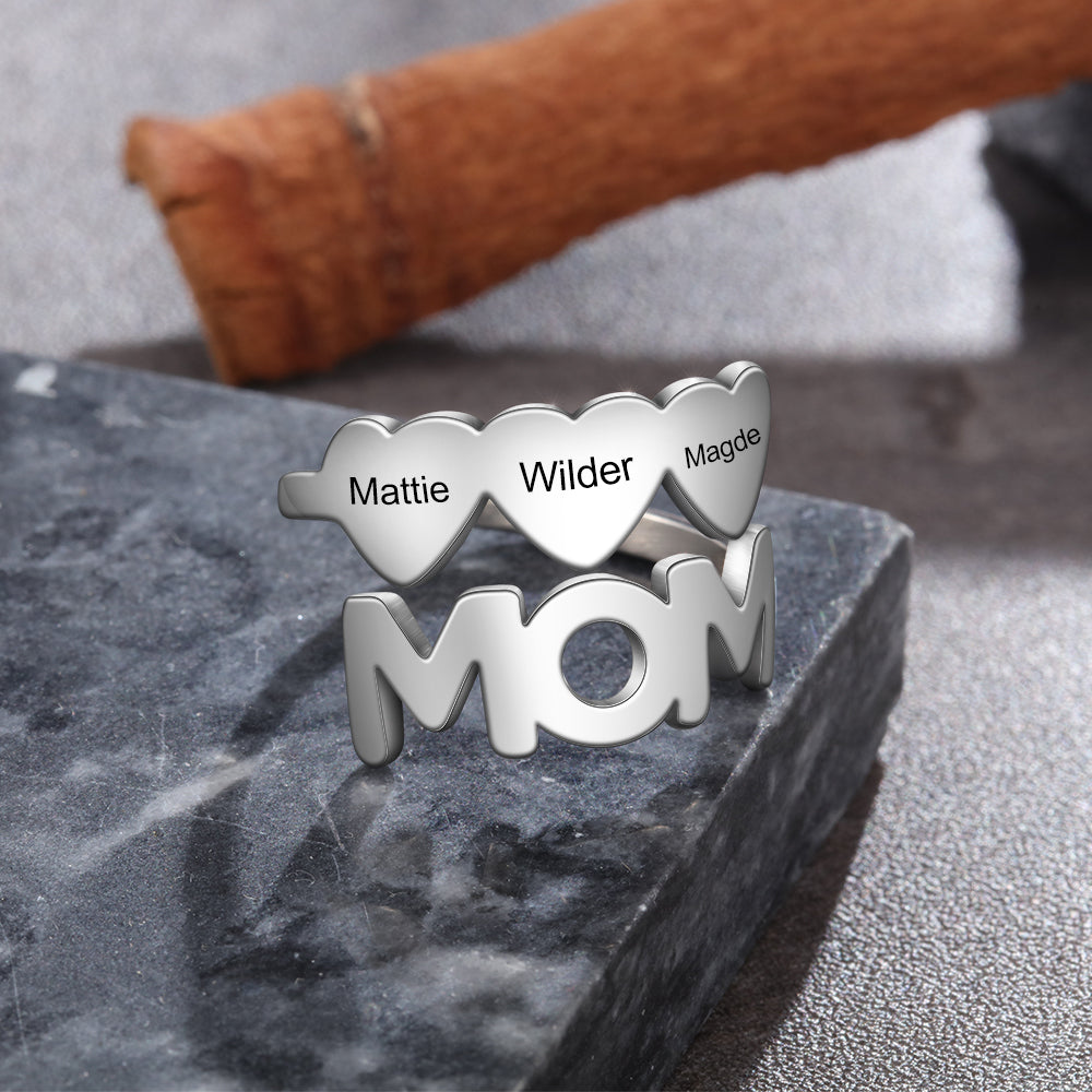 Personalized Stainless Steel Mom Opening Ring