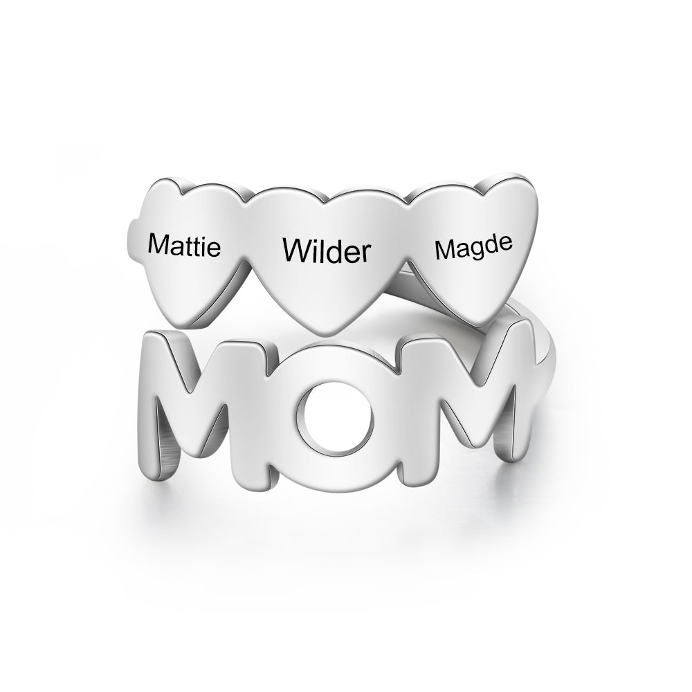 Personalized Stainless Steel Mom Opening Ring