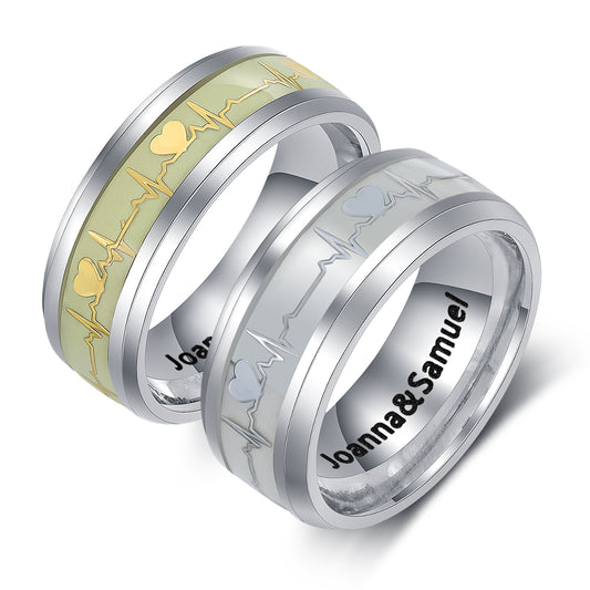 Personalized Stainless Steel luminous Couple Ring