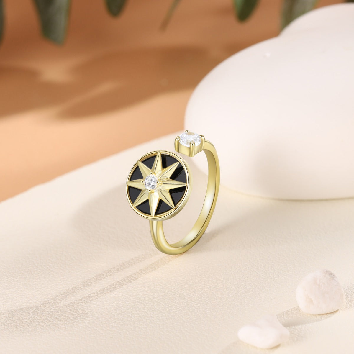 Personalized S925 silver Eight-Pointed Star White shell Ring